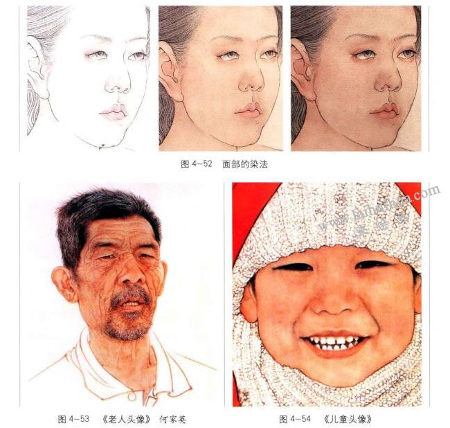 面部的染法，工筆人物畫