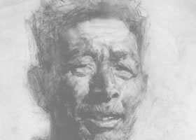 戎國輝《石塘漁夫》素描作品