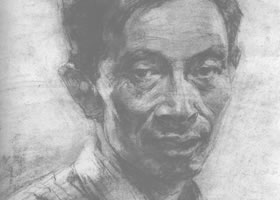 戎國輝《老師傅》素描作品