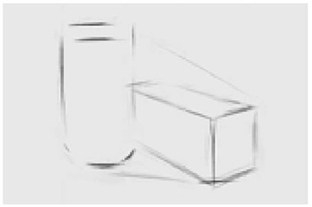 兩個幾何形體組合（長方體和圓柱體）素描步驟圖示02