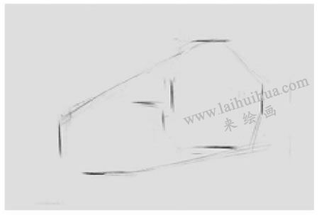 兩個幾何形體組合（四棱錐和長方體）素描步驟圖示01