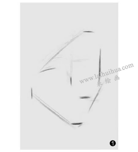 兩個幾何形體組合（切面圓柱體和圓錐體）素描步驟01