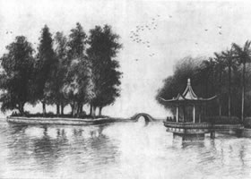 素描西湖風(fēng)景寫生步驟