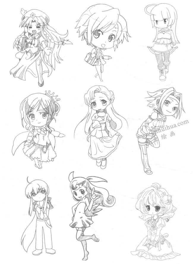 御姐型Q版美少女素描大圖05