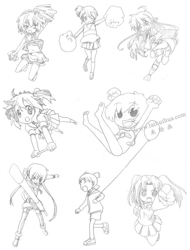 運(yùn)動型Q版美少女素描大圖02