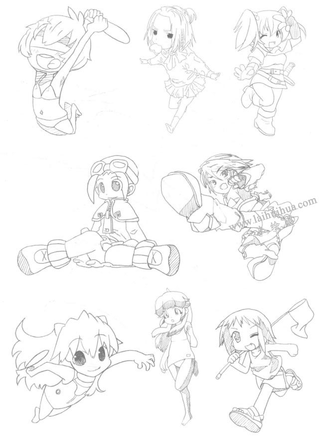 運(yùn)動型Q版美少女素描大圖03