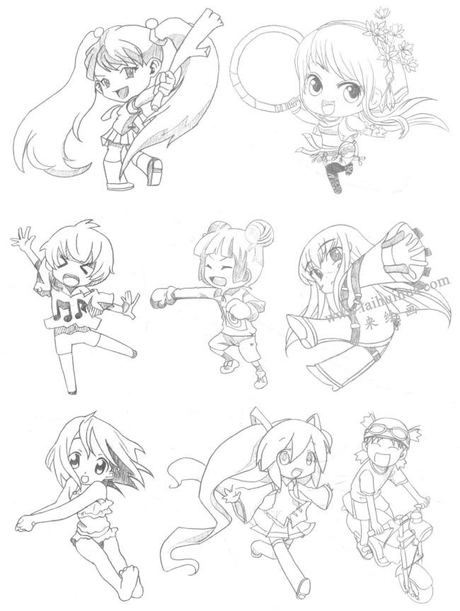 運(yùn)動型Q版美少女素描大圖04