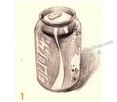 可樂(lè)罐素描畫(huà)法步驟01