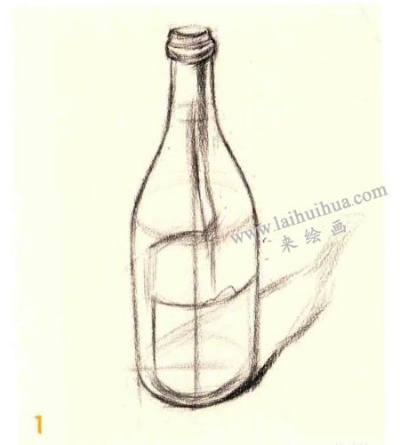 紅酒瓶素描畫法步驟01