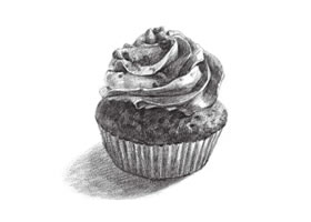 紙杯蛋糕素描畫法