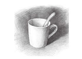 水杯素描畫法