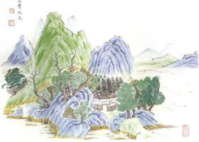 臨錢(qián)選《山居圖》古畫(huà)臨摹