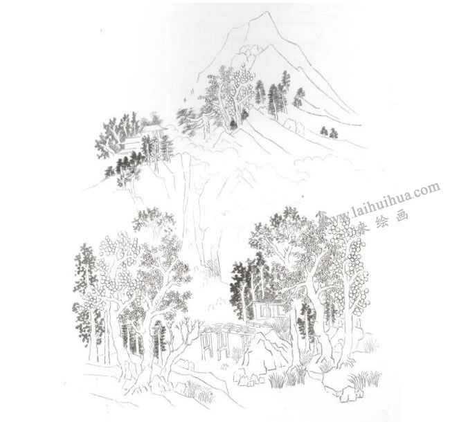 《楠溪江》小青綠山水畫(huà)寫(xiě)生畫(huà)法步驟01