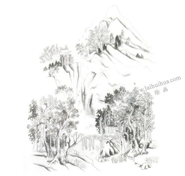 《楠溪江》小青綠山水畫(huà)寫(xiě)生畫(huà)法步驟02