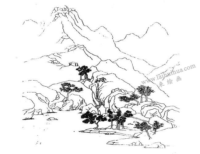 《山水》的創(chuàng)作過(guò)程步驟01