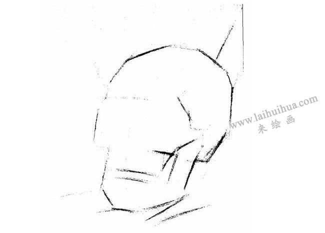 石膏頭骨素描畫法步驟01
