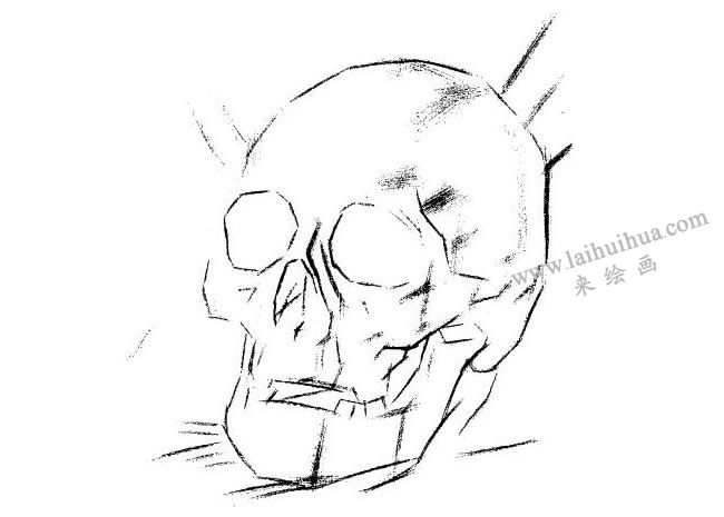 石膏頭骨素描畫法步驟02