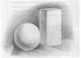 長方體和球體素描畫法