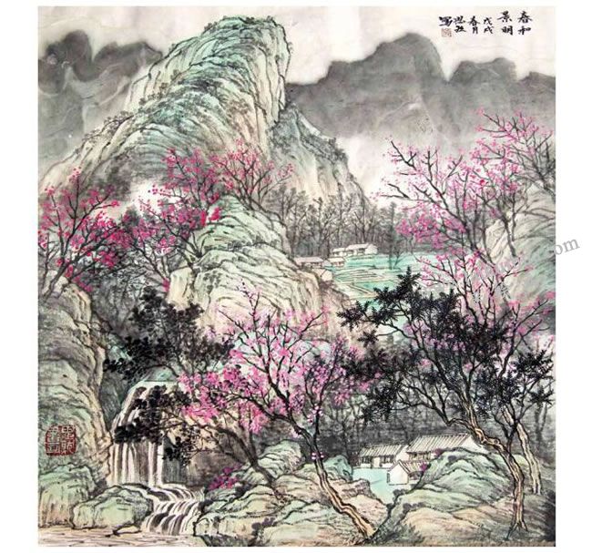 國畫春景《春和景明》創(chuàng)作步驟04