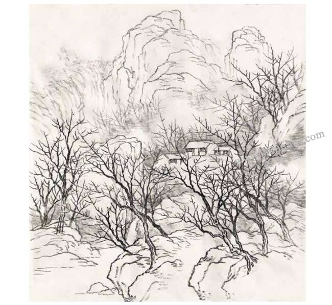 國畫夏景《山濃欲染衣》創(chuàng)作步驟01