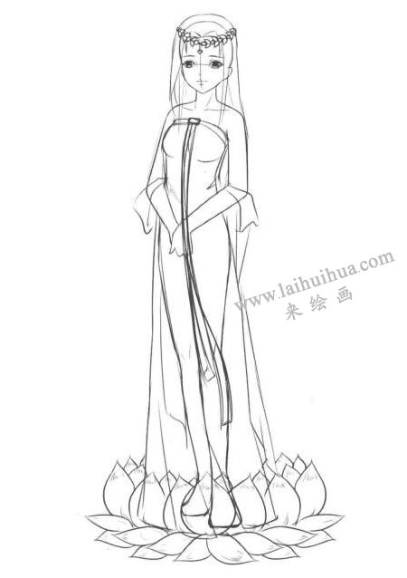 卡通漫畫仙女素描畫法步驟05