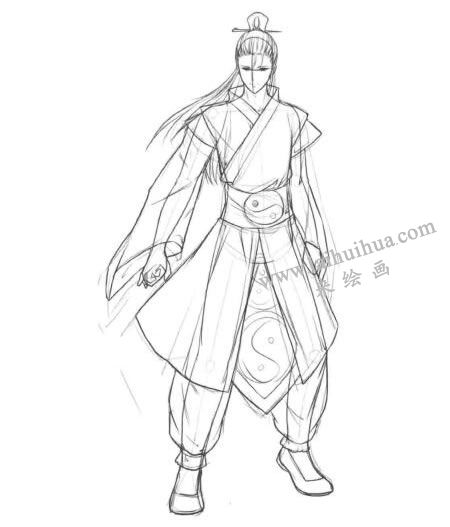 卡通漫畫道士素描創(chuàng)作步驟05