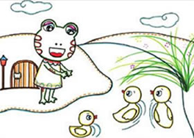 小青蛙兒童畫(huà)線描
