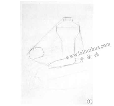 罐子、胡蘿卜和洋蔥組合素描畫法步驟01