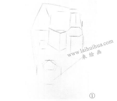 罐子、果子和幾何體組合素描畫法步驟01