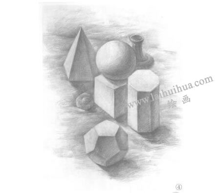 罐子、果子和幾何體組合素描畫法步驟04