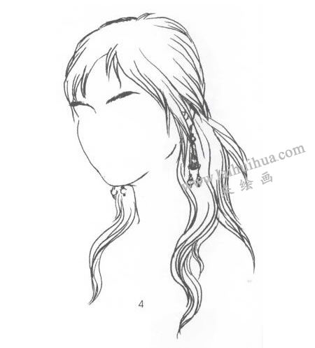 人物頭像半側(cè)面線描寫(xiě)生畫(huà)法步驟04