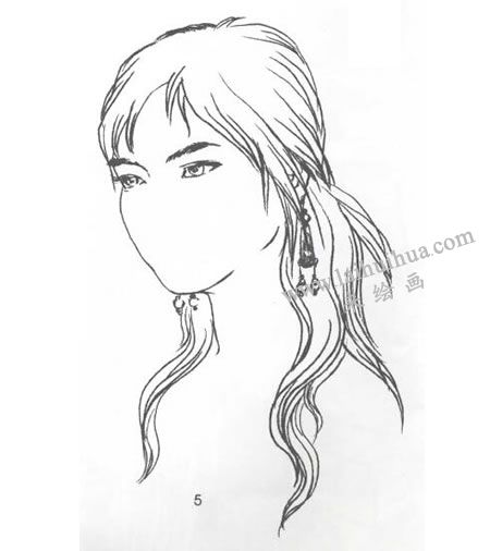 人物頭像半側(cè)面線描寫(xiě)生畫(huà)法步驟05