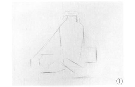 花瓶、盤子和蘋果組合素描畫法步驟01