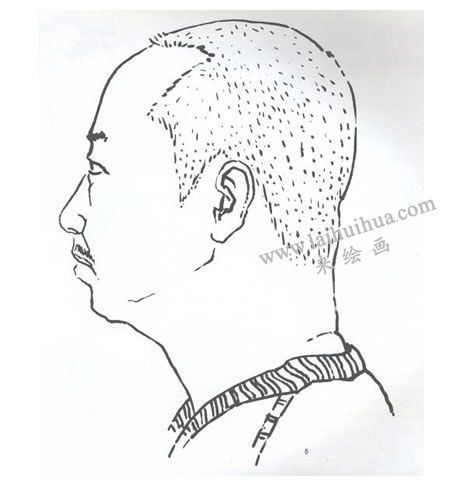 人物頭像側(cè)面線描寫生畫法步驟05