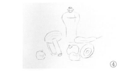有蘋果的靜物組合素描畫法步驟04