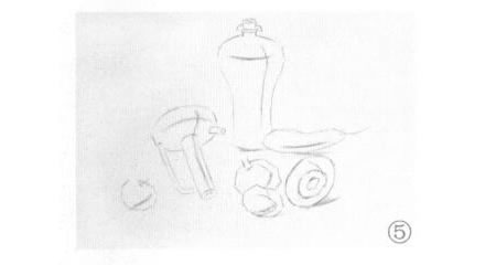 有蘋果的靜物組合素描畫法步驟05