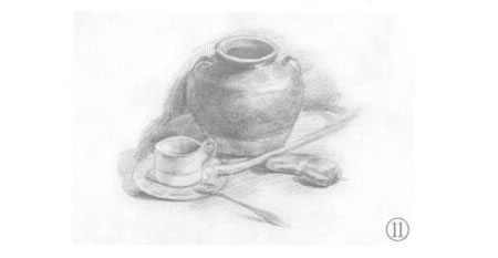 有咖啡杯的靜物組合素描畫法步驟11
