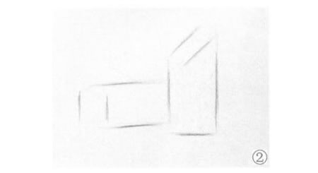 六棱柱體與斜切面圓柱體組合素描畫法步驟02