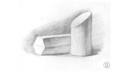 六棱柱體與斜切面圓柱體組合素描畫法步驟11