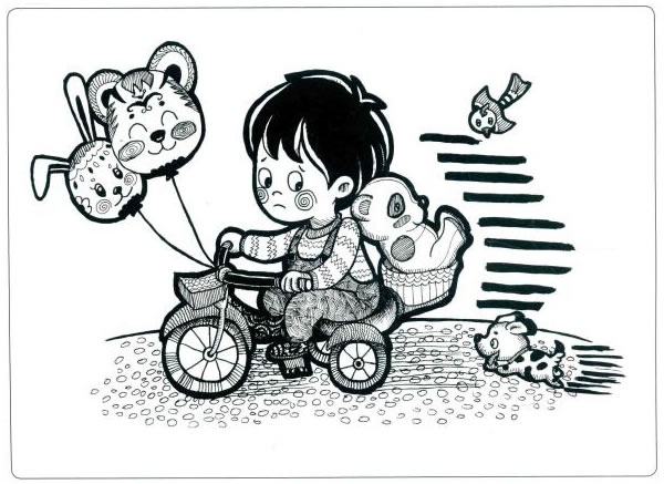 兒童車兒童線描畫法步驟
