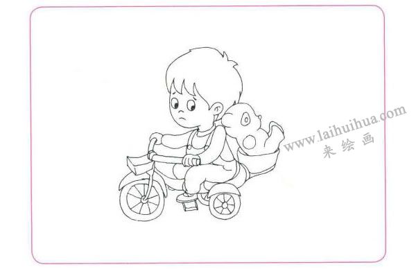 寶寶的兒童車兒童線描畫法步驟圖示01