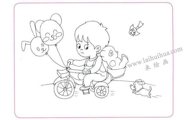 寶寶的兒童車兒童線描畫法步驟圖示02