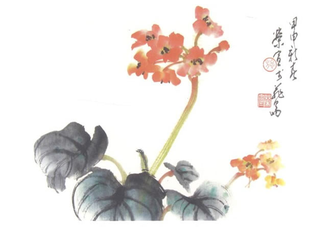 報(bào)春花寫意畫法