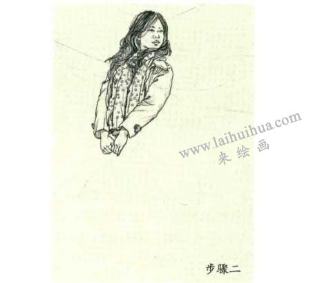人物速寫站姿的畫法步驟02