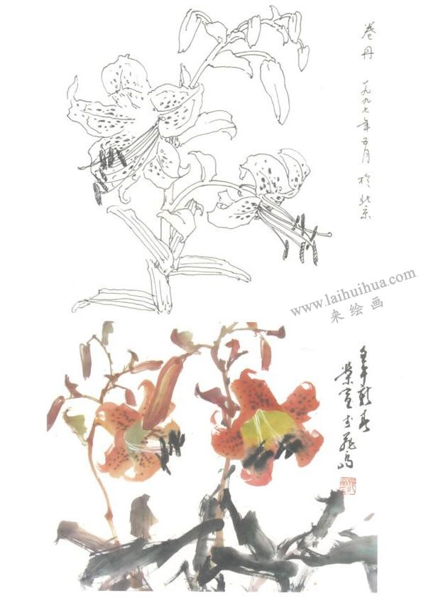 山丹（山百合）寫意畫法