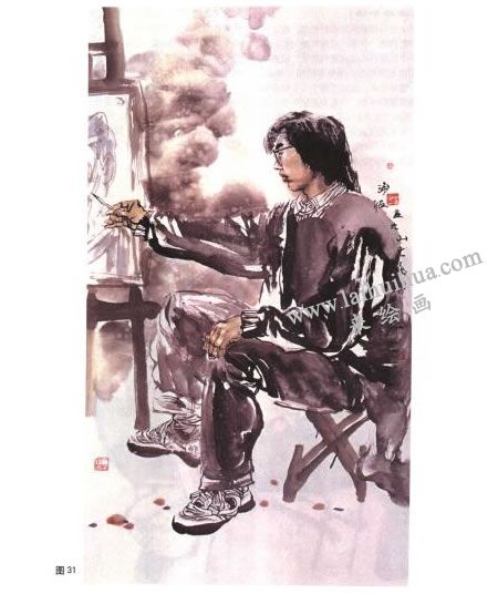 寫意人物畫以墨為主法圖例