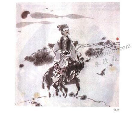 寫意人物宿墨法圖例