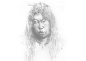 《女青年肖像》素描寫生