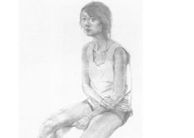 《女青年全身素描》寫生