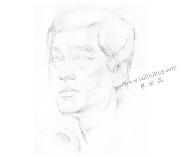 《男子頭像》素描畫(huà)法步驟圖示02
